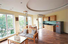 Lake view apartment for rent in Tran Vu street,Truc Bach area